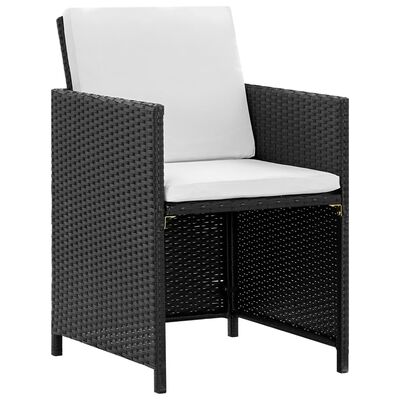 vidaXL Set comedor de jardín 9 piezas y cojines ratán sintético negro