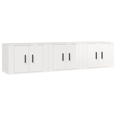 vidaXL Muebles para TV de pared 3 uds blanco brillante 57x34,5x40 cm