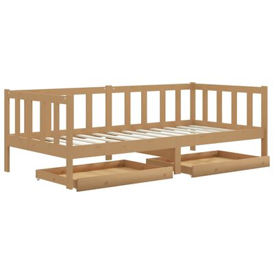 vidaXL Sofá cama con cajones madera pino maciza miel 90x200 cm