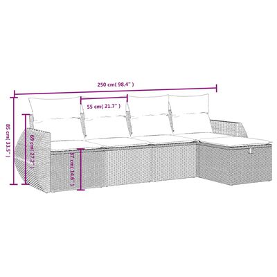 vidaXL Set de muebles de jardín 5 pzas y cojines ratán sintético negro