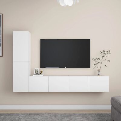 vidaXL Set de muebles de salón TV 4 piezas madera de ingeniería blanco