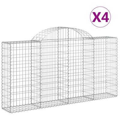 vidaXL Cestas de gaviones 4 uds forma de arco hierro 200x30x100/120 cm