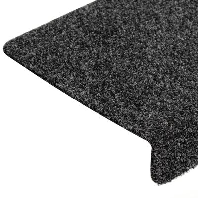 vidaXL Alfombrilla escalera 15 uds tela punzonada gris 65x21x4 cm