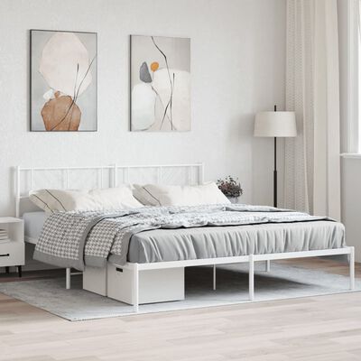 vidaXL Estructura cama sin colchón con cabecero metal blanco 183x213cm