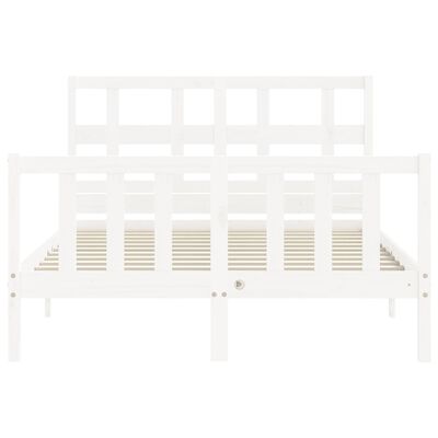vidaXL Estructura de cama con cabecero madera maciza blanco 120x200 cm