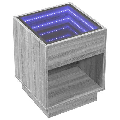 vidaXL Mesa de centro con Infinity LED gris Sonoma 40x40x50 cm