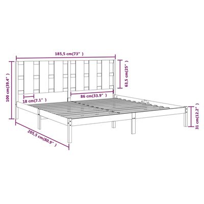 vidaXL Estructura de cama madera maciza negro Supe King 180x200 cm