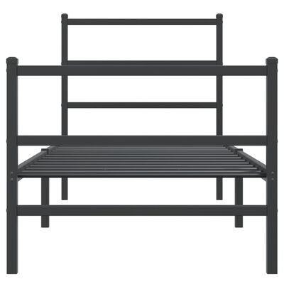 vidaXL Estructura cama sin colchón con estribo metal negro 75x190 cm