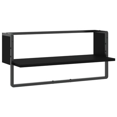 vidaXL Estante de pared con barra negro 65x25x30 cm