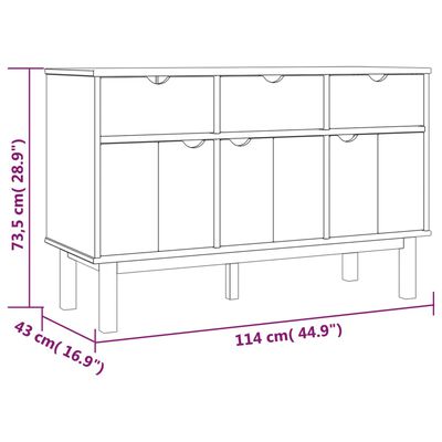 vidaXL Aparador OTTA madera maciza pino 114x43x73,5 cm