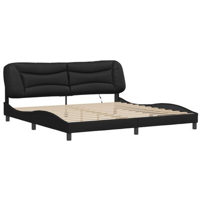 vidaXL Estructura cama con luces LED cuero sintético negro 200x200 cm