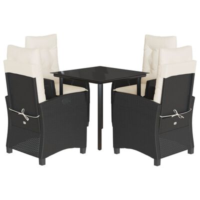 vidaXL Set de muebles jardín 5 pzas con cojines ratán sintético negro