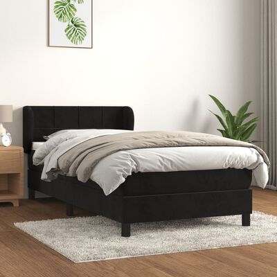 vidaXL Cama box spring con colchón terciopelo negro 100x200 cm