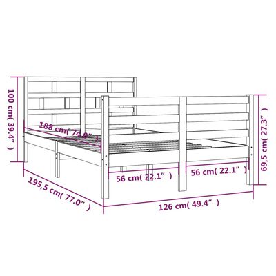 vidaXL Estructura cama doble pequeña madera maciza blanco 120x190 cm