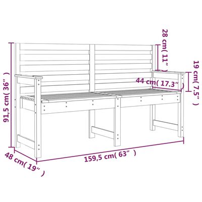 vidaXL Banco de jardín madera maciza Douglas 159,5x48x91,5 cm