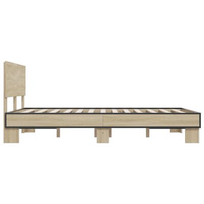 vidaXL Estructura cama madera ingeniería metal roble Sonoma 135x190 cm