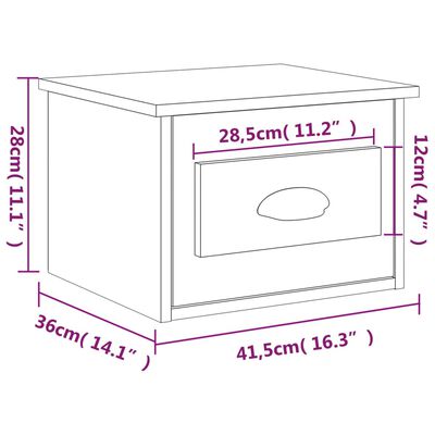 vidaXL Mesita de noche de pared color roble ahumado 41,5x36x28 cm