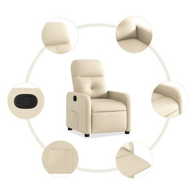 vidaXL Sillón reclinable de tela crema