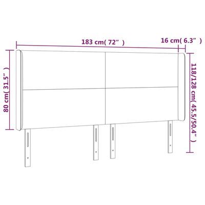 vidaXL Cabecero con LED de tela azul 183x16x118/128 cm