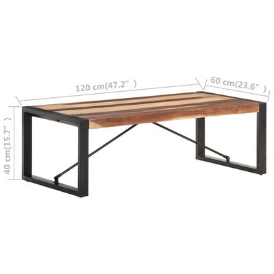 vidaXL Mesa de centro de madera maciza 120x60x40 cm