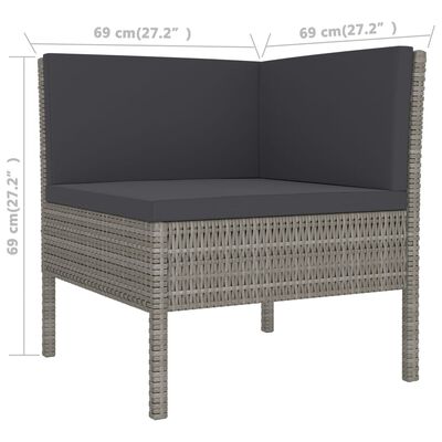 vidaXL Set de muebles de jardín 9 pzas y cojines ratán sintético gris