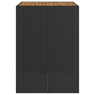 vidaXL Mesa alta jardín superficie madera ratán PE negro 105x80x110 cm