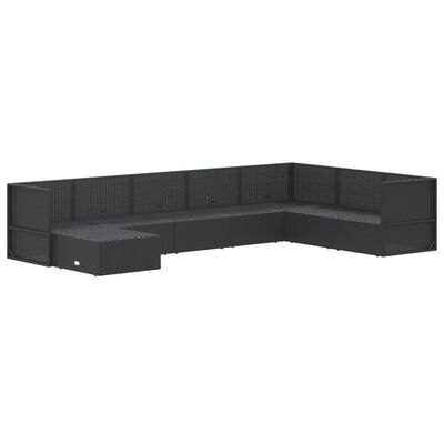 vidaXL Set de muebles de jardín 8 pzas y cojines ratán sintético negro