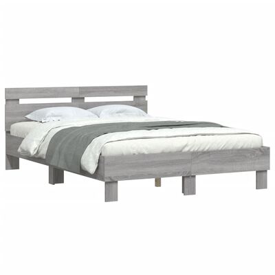 vidaXL Cama con cabecero madera de ingeniería gris Sonoma 120x200 cm