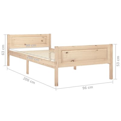 vidaXL Estructura de cama sin colchón madera maciza de pino 90x200 cm