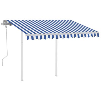 vidaXL Toldo manual retráctil con LED azul y blanco 3x2,5 m