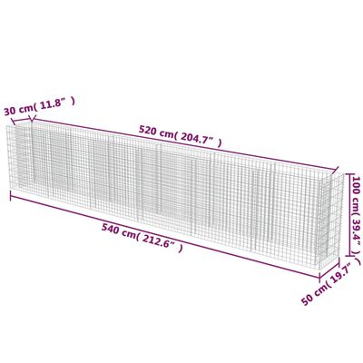 vidaXL Arriate de gaviones de acero 540x50x100 cm