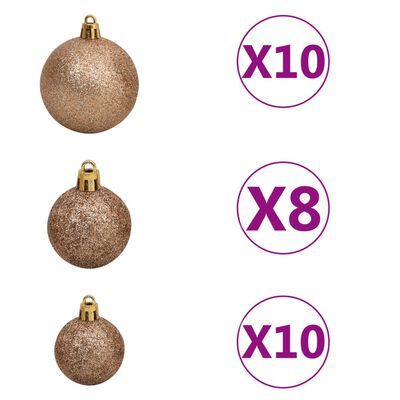 vidaXL Set de bolas de Navidad 120 pzas con pico 300 LED oro rosa