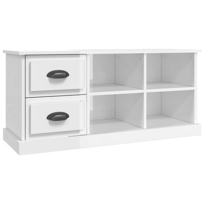 vidaXL Mueble de TV madera contrachapada blanco brillo 102x35,5x47,5cm