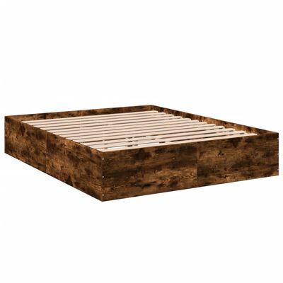 vidaXL Estructura de cama madera de ingeniería roble ahumado 150x200cm