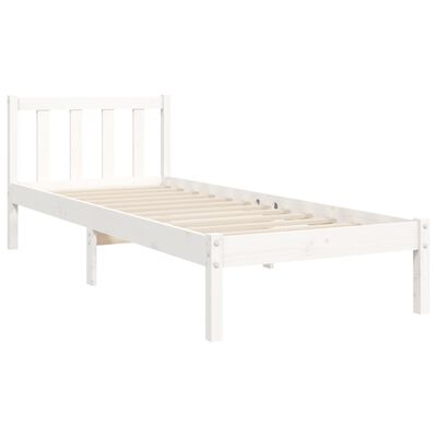 vidaXL Estructura de cama con cabecero madera maciza blanco 90x190 cm