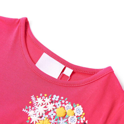 Camiseta infantil rosa chillón 140