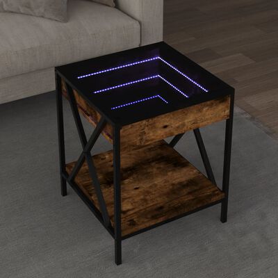 vidaXL Mesa de centro con Infinity LED roble ahumado 40x40x49 cm