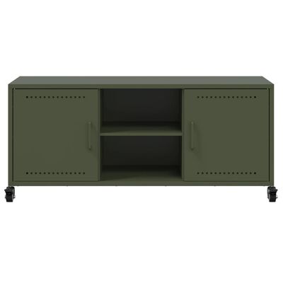 vidaXL Mueble de TV de acero verde oliva 100,5x39x43,5 cm