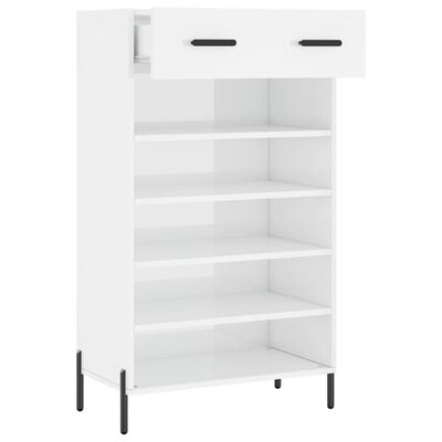 vidaXL Mueble zapatero madera contrachapada blanco brillo 60x35x105 cm