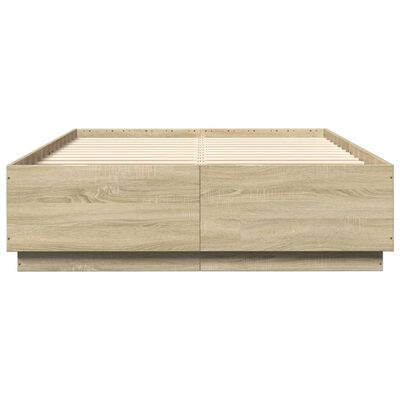 vidaXL Estructura cama con luces LED madera roble Sonoma 160x200 cm