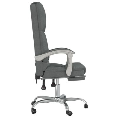 vidaXL Silla de oficina reclinable con masaje de tela gris oscuro