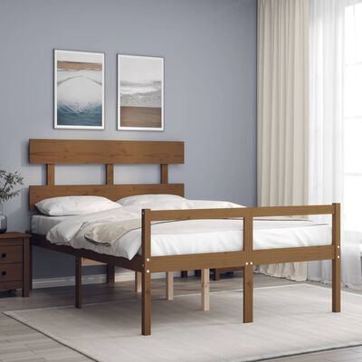 vidaXL Cama personas mayores cabecero madera marrón miel 140x200 cm