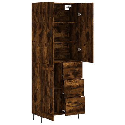 vidaXL Aparador alto madera contrachapada roble ahumado 69,5x34x180 cm