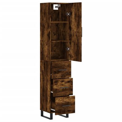 vidaXL Aparador de madera contrachapada roble ahumado 34,5x34x180 cm