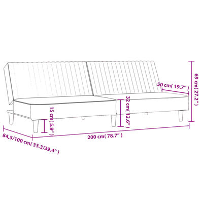 vidaXL Sofá cama de 2 plazas terciopelo gris oscuro