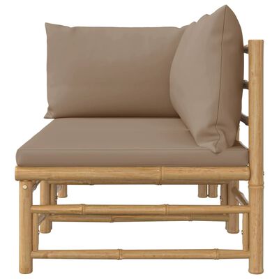 vidaXL Set de muebles de jardín 2 piezas bambú y cojines gris taupe