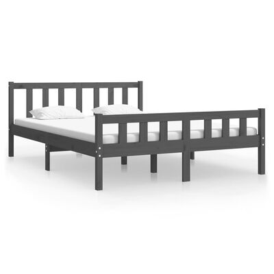 vidaXL Estructura de cama madera maciza gris doble 135x190 cm