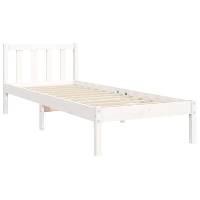 vidaXL Estructura de cama con cabecero madera maciza blanco 90x200 cm