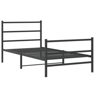 vidaXL Estructura cama sin colchón con estribo metal negro 100x190 cm