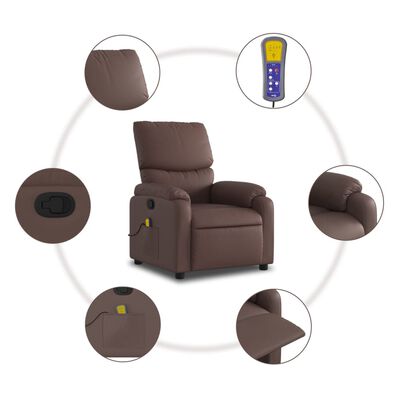 vidaXL Sillón de masaje reclinable cuero sintético marrón